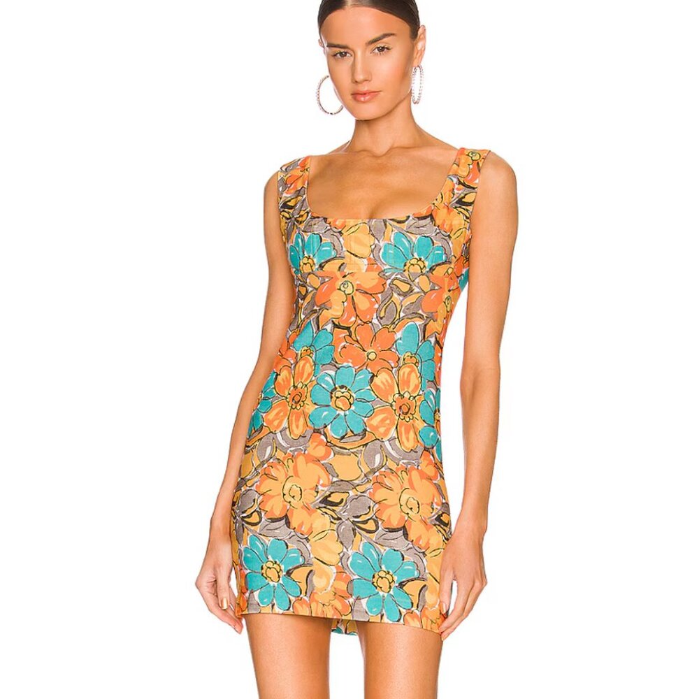 SEND OFFERS Miaou Vivi Dress in Parisian Flower Orange